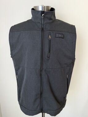 Cinch Men's Dark Gray Full Zip Softshell Fleece Lined Vest Sz Large